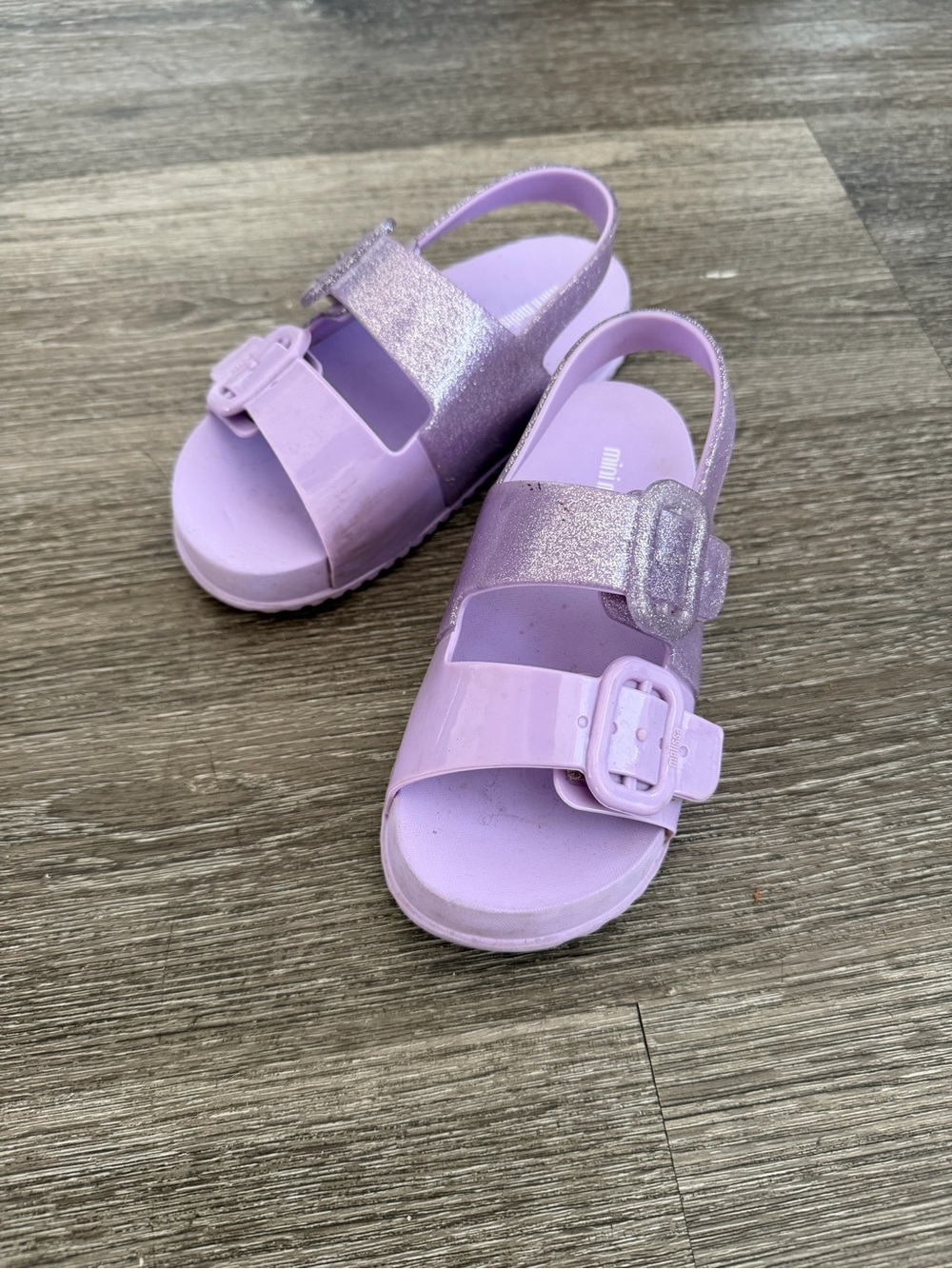 Mini Melissa Lilac Glitter Strap Buckle Sandals
